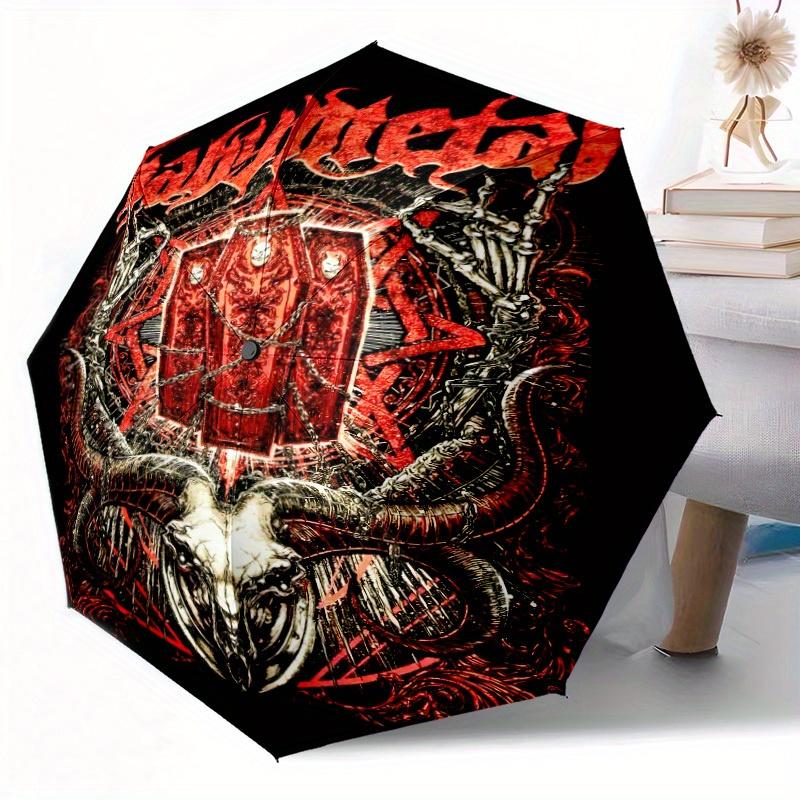 Skull Design Automatic Folding Umbrella Compact Lightweight For Outdoor Adventures T52