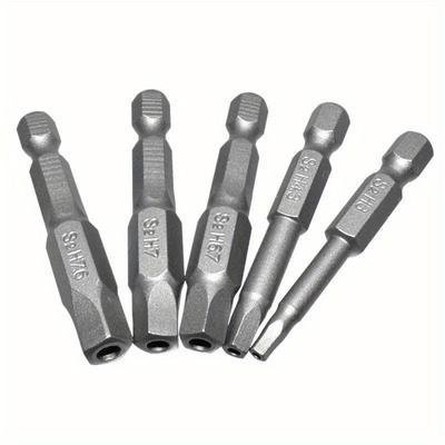 5 Stück S2 Torx Schraubendreherbit Set Fünfeckiges Loch Sicherheitsmagnetkopf 50mm H3-H7.6 Für Akkuschrauber Bohrer