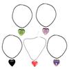 Cool Punk Black Rope Chain Necklace for Women Girls Heart Shape Pendant Necklace Hip-Hop Rope Chain Choker Jewelry Gift