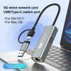 2 in 1 USB/Type C To Ethernet Adapter 5000Mbps USB-C To RJ45 Network Converter USB-C LAN Adapter for Windows 10/11 & Mac OS