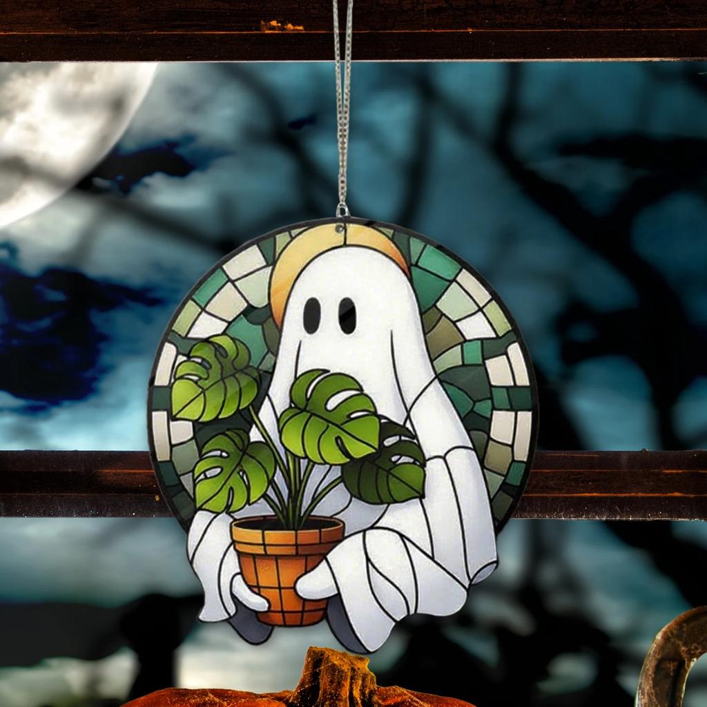 Gotický Duch Lapač Slunce Akrylová Závěsná Ozdoba na Okno Barevný Projektor Stínů Halloweenská Dekorace Strašidelného Domu Rekvizita Ideální Dárek