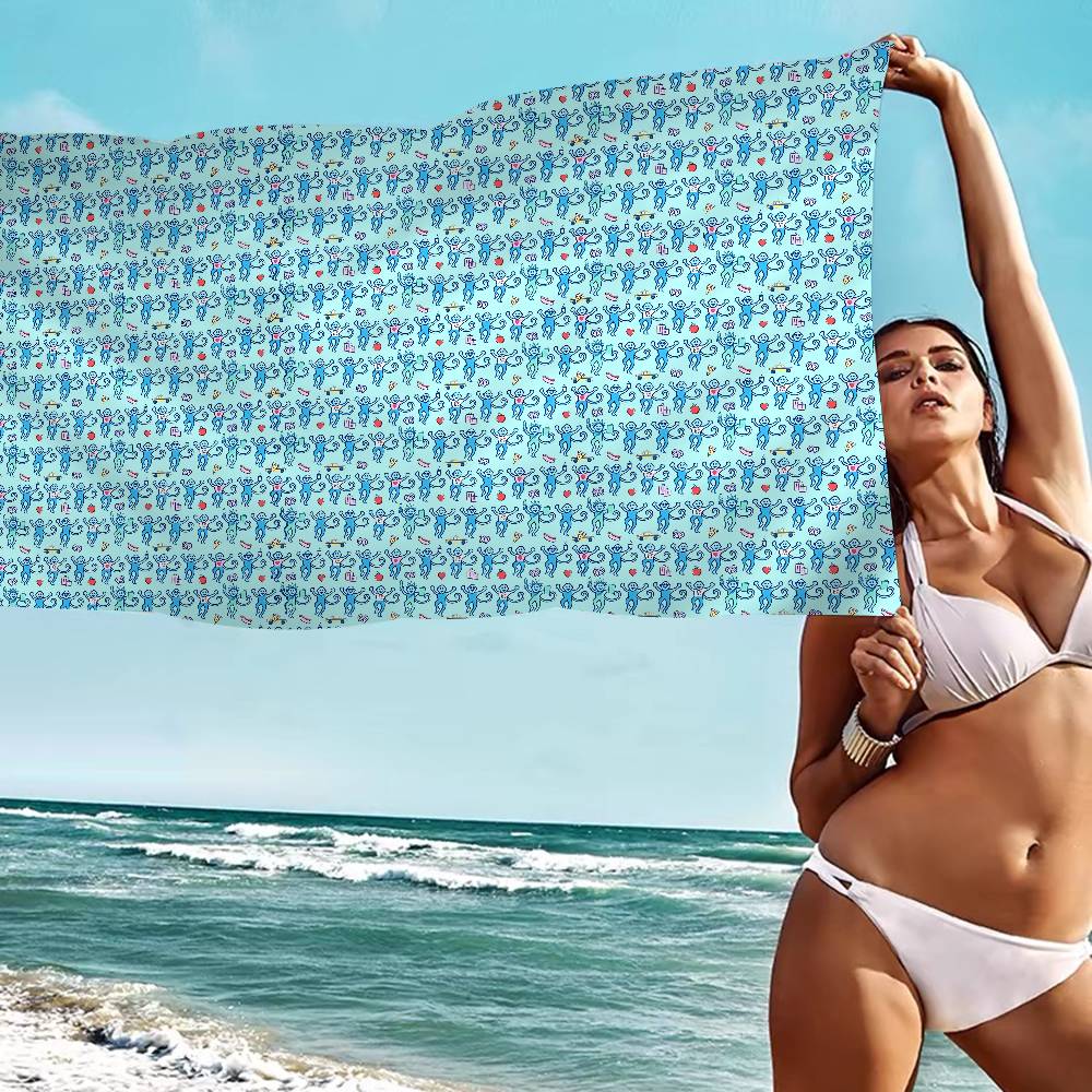 R-Roller R-Rabbit Monkey Microfiber Beach Towel Absorbent Quick Dry Soft Yoga Swimming Resort Mountain Climbing Towel