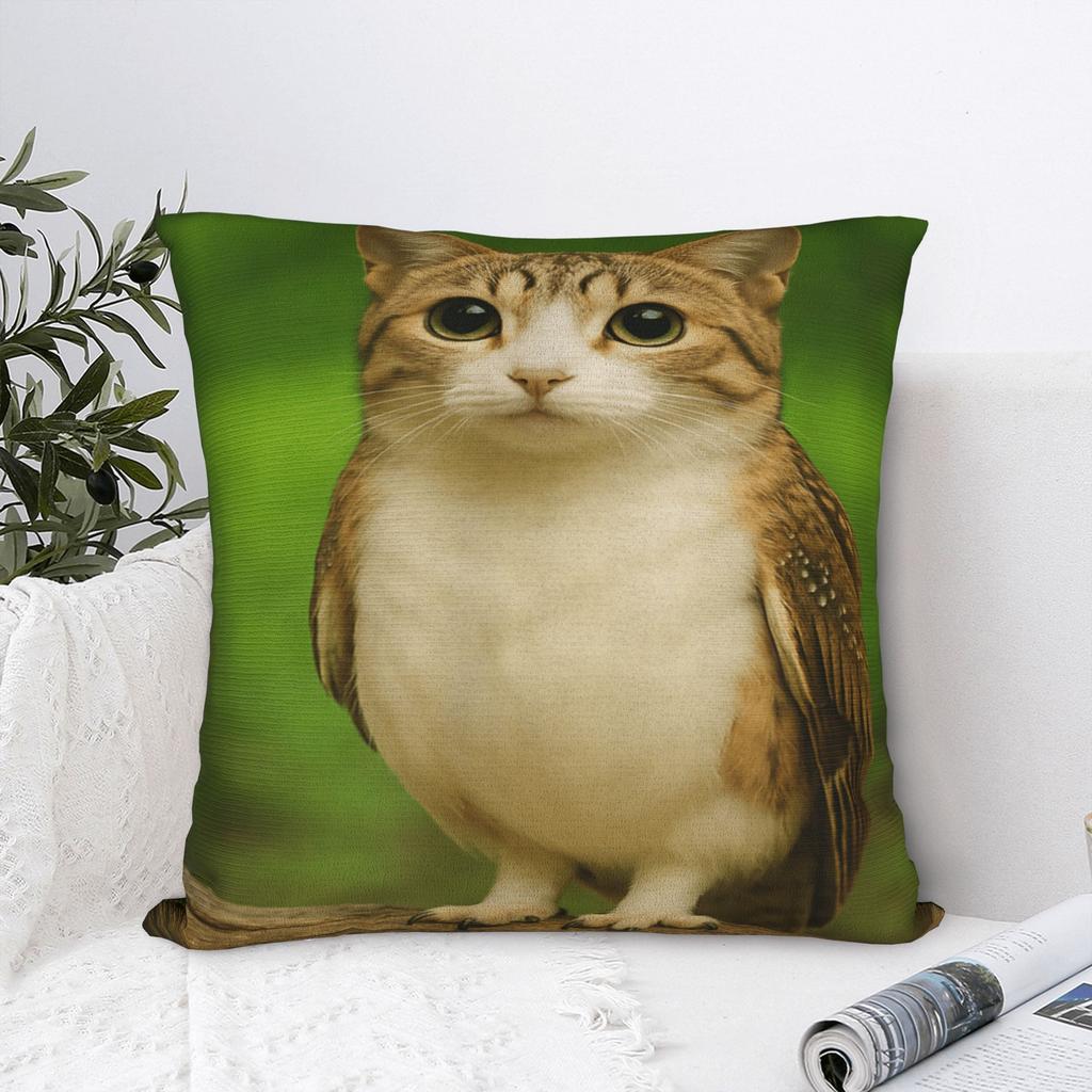 Internetberömd Meowl Cat Owl Meme Kuddfodral Tryckt Kuddfodral För Soffa Sovrum Moderna Kuddfodral