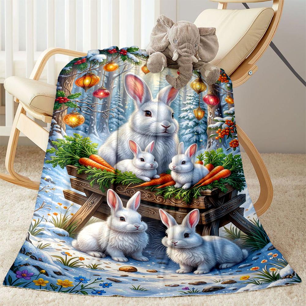 Easter Eggs And Bunnies Blanket,Suitable for Sofas, Offices, Travel, Living Rooms, Gifts To Relatives and Friends, Blanket,Suitable for All Seasons.