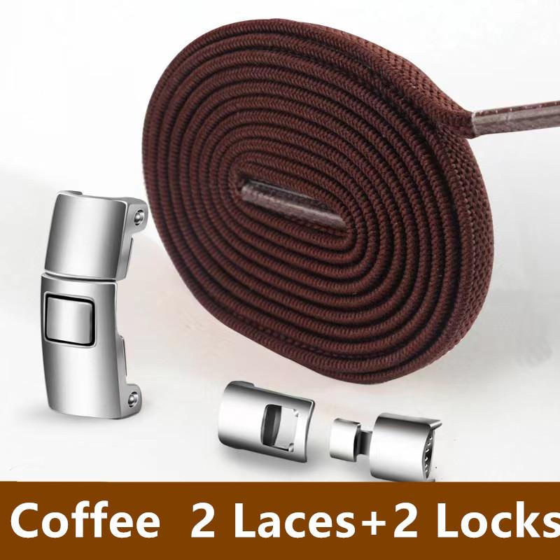 Quick Metal Press Lock Shoelaces No Tie Elastic Laces For Sneakers Kids Adults Easy Wear Durable Shoe Laces