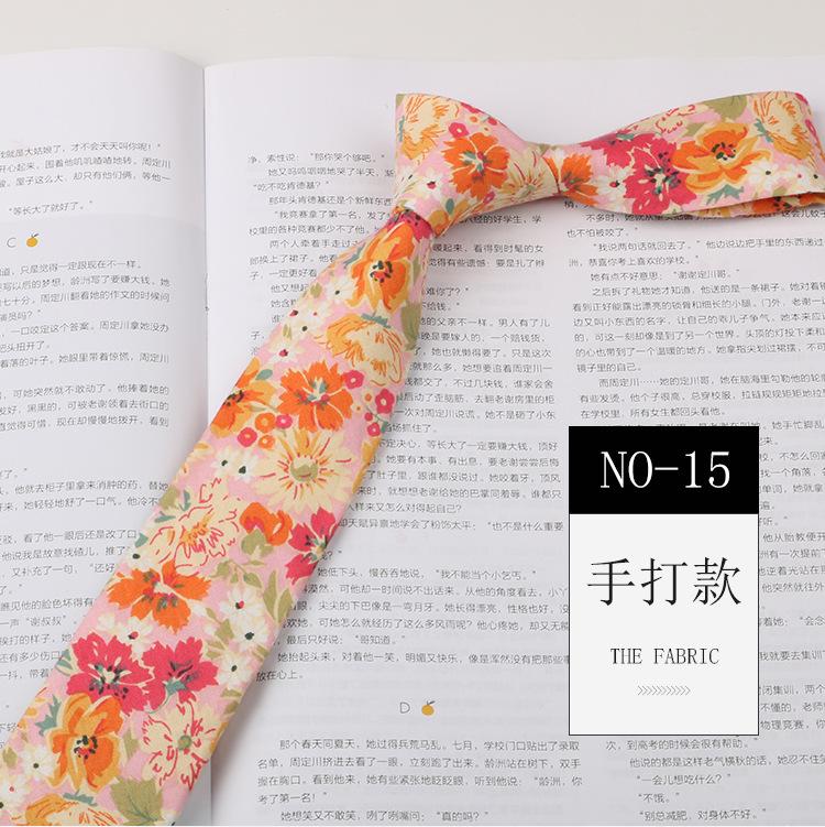 Floral Tie Men'S Patterned Cotton Shirt Macaron Printed Narrow Edition 6Cm Hand Tie Korean Casual Women'S Tie