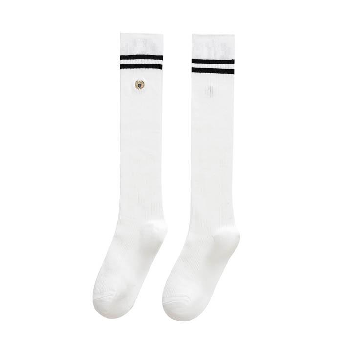 Long Knee-high Socks, High Socks, Cotton Calf Socks, Badge Embroidered Knee-high Socks, Student Socks, Long Socks