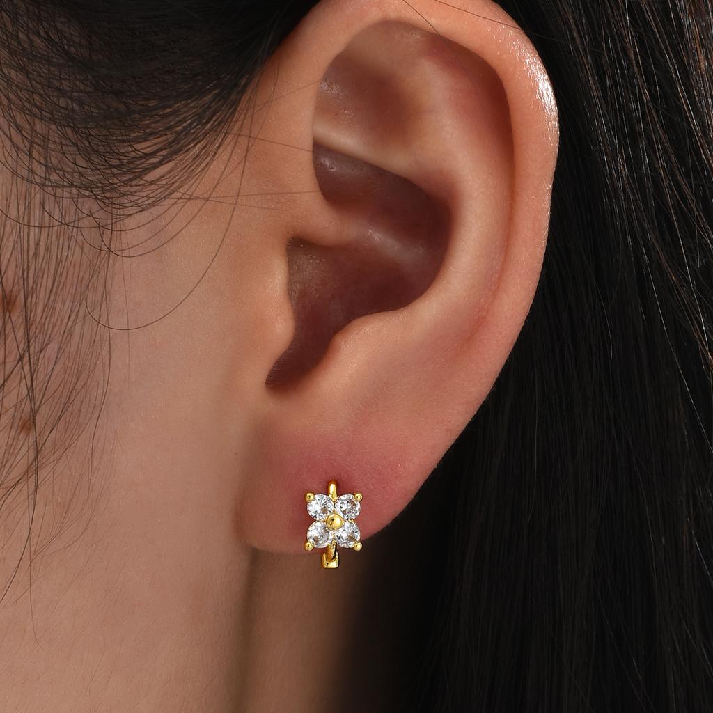 3 Pcs Minimalist Zircon Hoop Earrings Set For Women Fashion Elegant Lightweight Chunky Gold Plated Huggie Earrings Jewelry Gifts