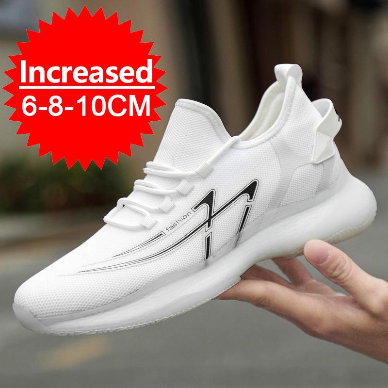 Fashion New Mesh Breathable Sneakers Men Elevator Shoes Height Increase Shoes For Men Insoles 6/8/10cm Sports Outdoor Heightening Shoes