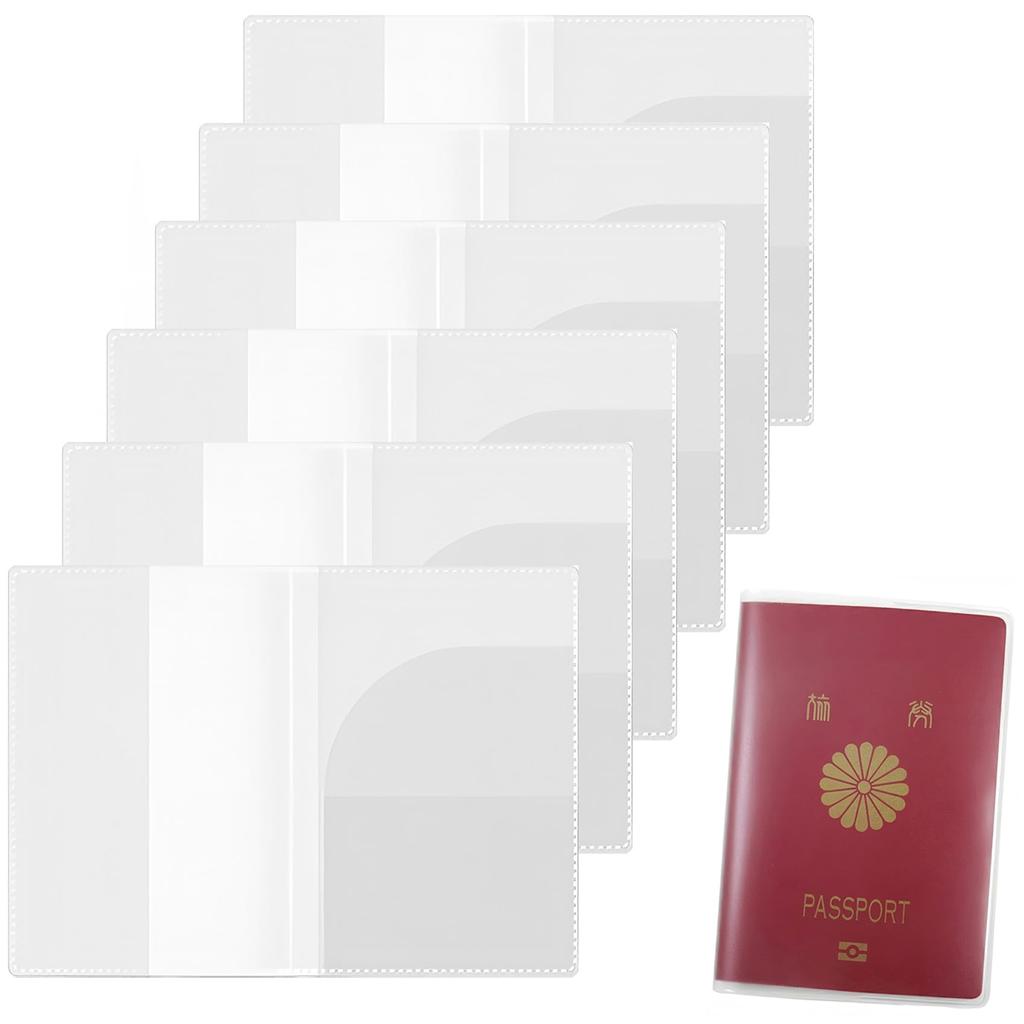JUJUGO Passport PU Passport for International Slim Case, 6-Pack, Pack, Transparent, Waterproof, Travel, Convenient, Lightweight,