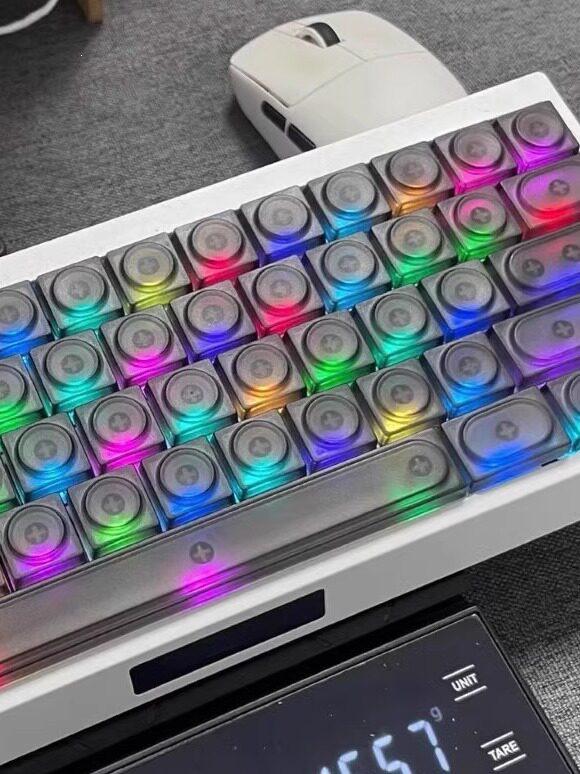 Retro Frosted Transparent PC Keycaps for Wireless Backlit Keyboards