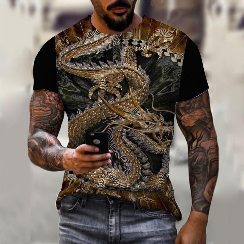 Dragon Totem 3D Digital Printed Men's Fashionable Casual Versatile Loose T-shirt