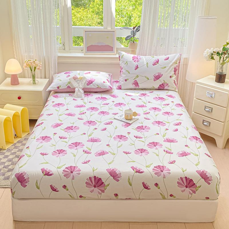 100% Cotton Bed Sheets Flower Printed Fitted Bed Sheet On Elastic Single/Queen/King Pure Cotton Bedsheets Sabanas Matrimoniales