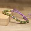Green Aventurine Amethyst Square Bead Bracelet – Gold Accent Adjustable Boho Jewelry, Serenity Clarity Gift for Women