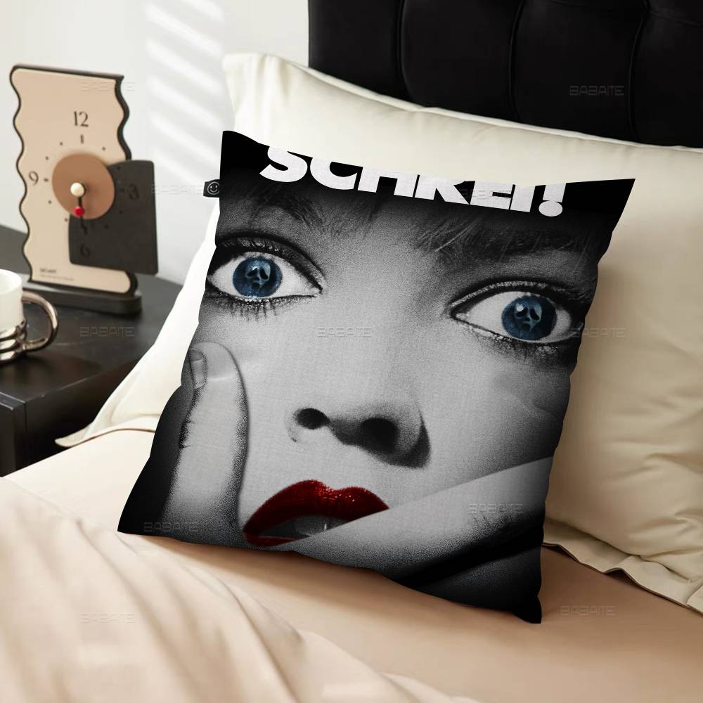 S-Scream Horror Movie Pillow Covers Cartoon Sofa Decorative Home Double-Sided Printing Short Plush Cute Cushion Cover