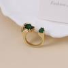 Luxury Atmospheric Emerald Alloy Open Row Diamond Geometric Women's Ring Versatile Simple Daily Wear Women
