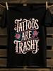 Funny Tattoo Graphic T-Shirt Mens Tshirt Womens Tshirts with Letters Print Short Sleeves T-Shirt Casual Street Tee Shirt Top