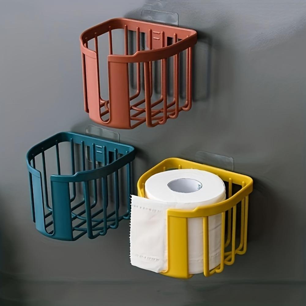 Suport de depozitare pentru toaletă cu goluri Cutie cu coș de șervețele multifuncționale Cutie pentru șervețele toalete Coș de depozitare montat pe perete