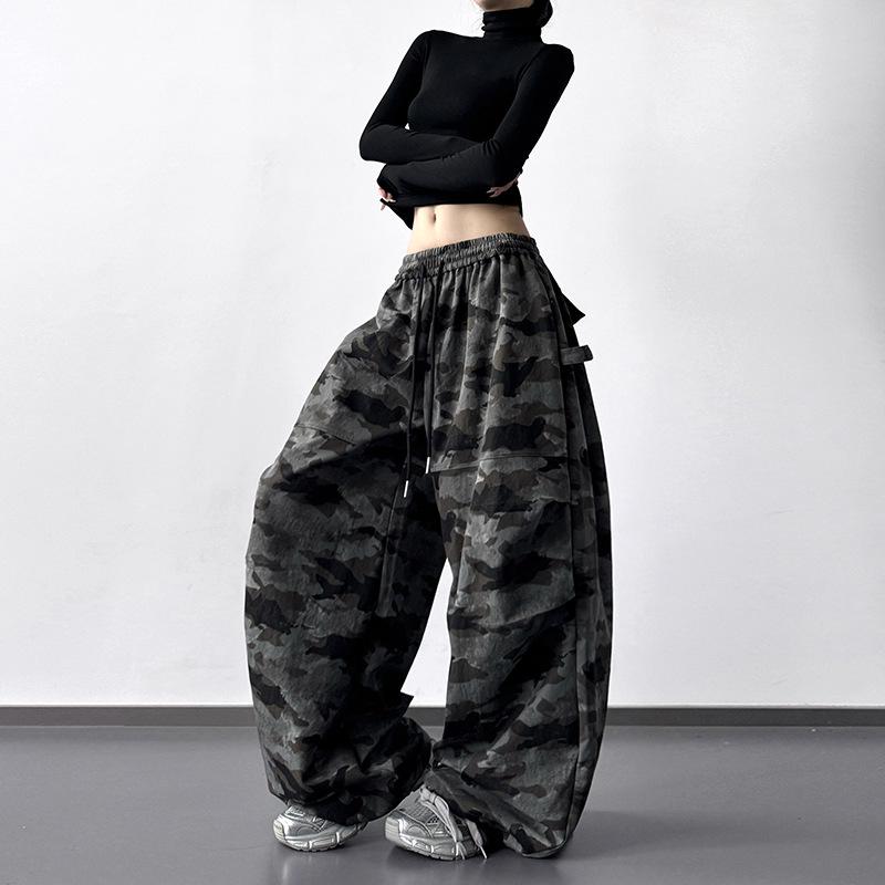 Trendy Camouflage High-Waisted Wide-Leg Pants - Spring/Autumn Chic Casual 2026 XL