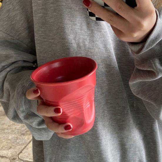 Taza de Café Elegante de Textura Fina Cerámica Creativa Forma Irregular Taza de Agua