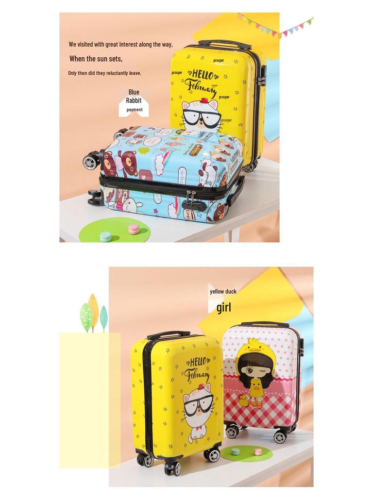 20-Inch Kids' Cartoon Trolley Case: Universal Wheels, Password Lock, Cute Carry-On for Boys and Girls