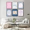 6Pcs Pink Blue Christian Wall Art Bow Bible Verse Floral Canvas Wall Decor Religious Pictures Jesus Scripture Poster Prints Trendy Preppy Painting