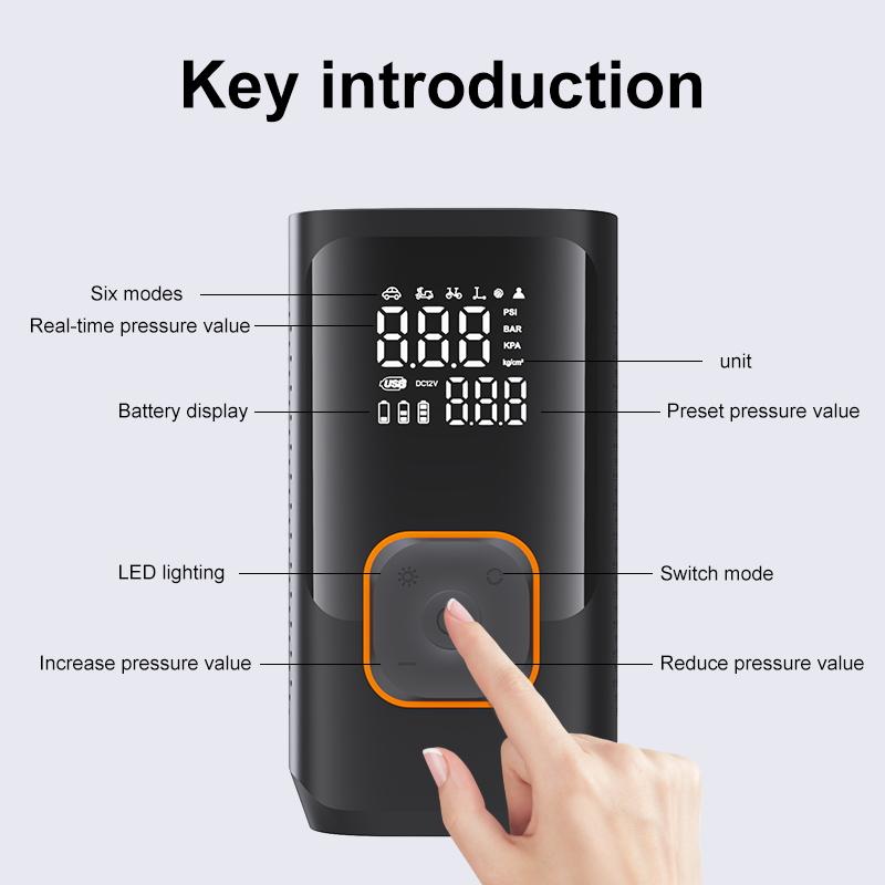 YIJU Rechargeable Tire Inflator Digital Cordless Car Tyre Inflator For Motocycle Bicycle Balls Portable Compressor Air Pump