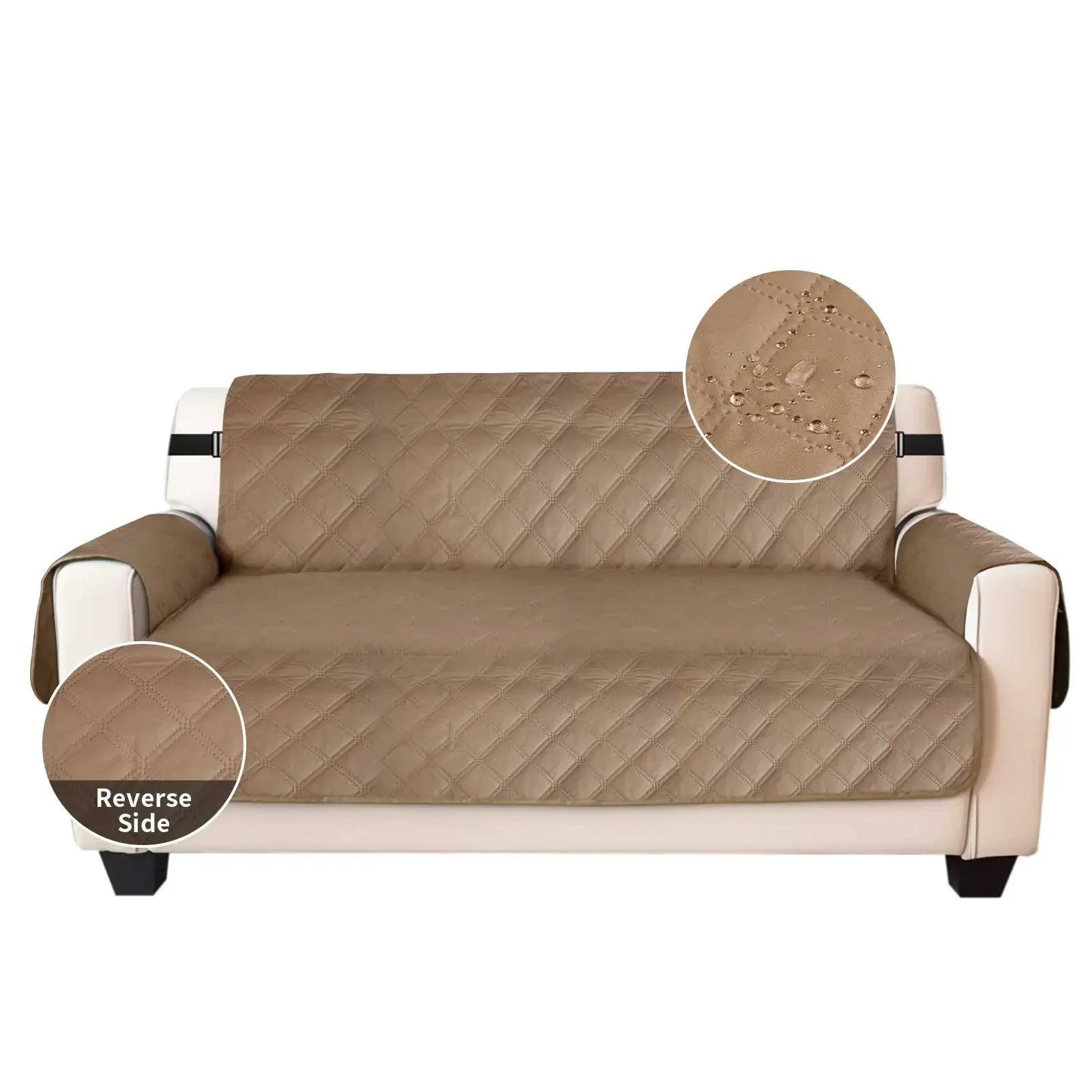 

Стеганый чехол для дивана, водонепроницаемый, нескользящий, эластичный, стирающийся чехол для дивана с карманами для собак, защита для мебели от домашних животных 1 Seater коричневый