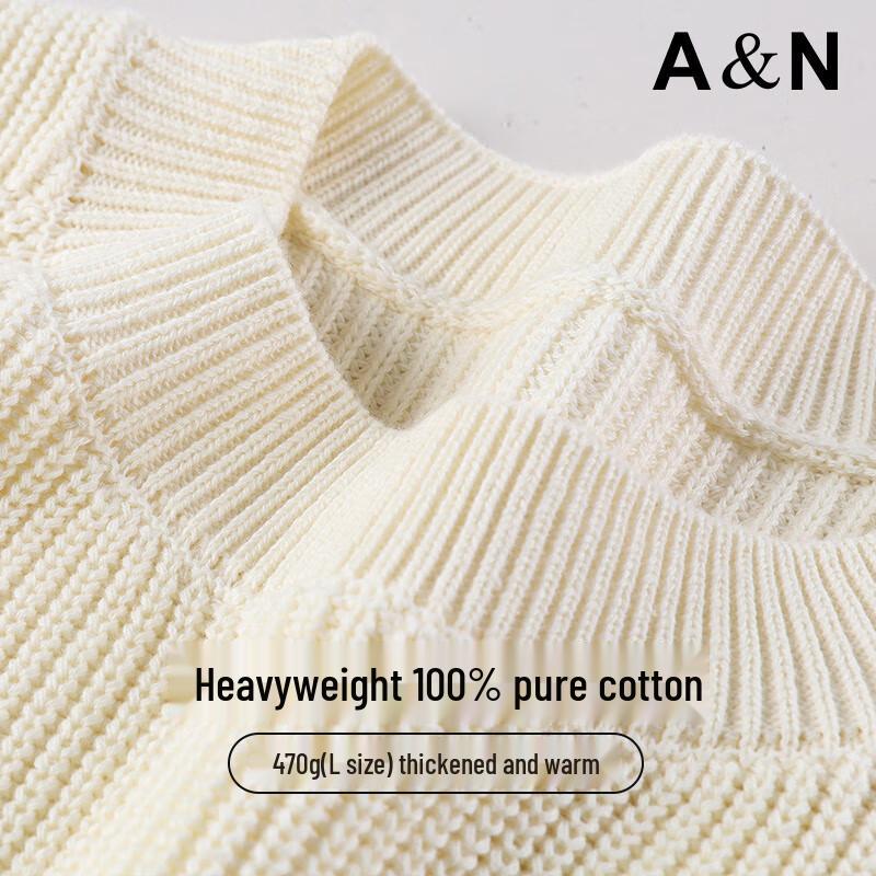 Men's 100% Cotton Heavy Knit Crew Neck Sweater