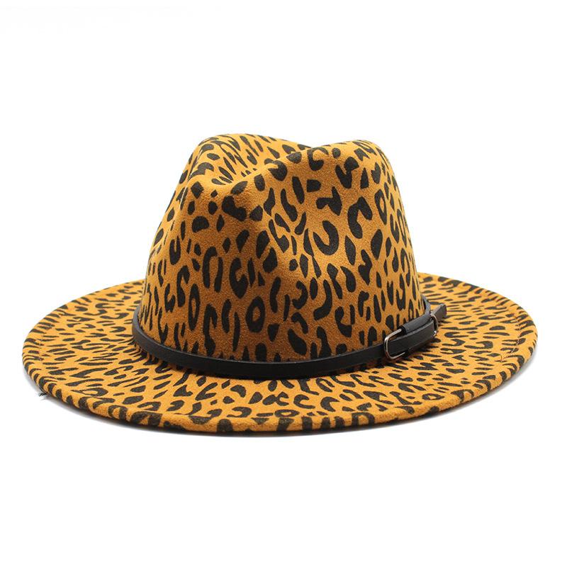Men'S And Women'S Leopard Print Jazz Hats, Woolen Top Hats, Trendy Versatile Fur Hats