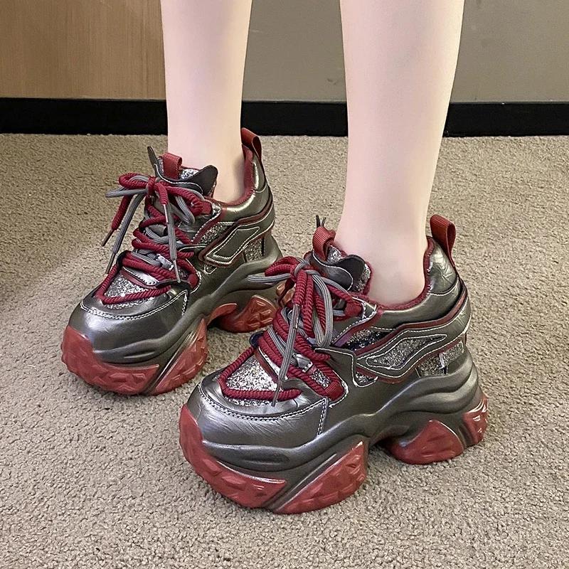 10CM Heels Platform Sneakers Fashion Thick Sole Casual Shoes for Women Breathable Comfort Women's Chunky Sneakers Zapatos Mujer