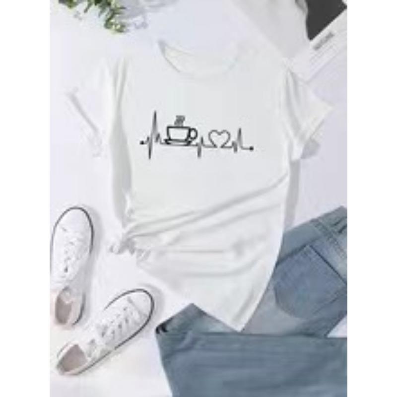 Summer Round Neck Printed Top Fashionable Casual Cute Short Sleeved Women's Pure Cotton T-shirts
