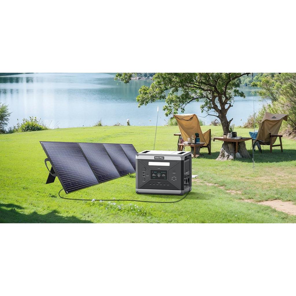 Solarplay 2400W Portable Power Station with 400W Foldable Solar Panel Kit for Camping RV Emergency Backup, Outdoor Off-grid