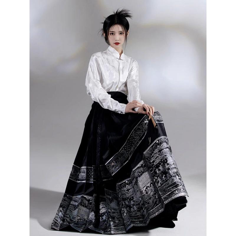 "New Autumn Song Dynasty Hanfu Women's Black Skirt Suit - 2023 Chinese Style"