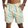 Pantaloncini Leggeri da Uomo con Coulisse Asciugatura Rapida Vestibilità Rilassata Cinque Tasche Pantaloncini Casual Stampa Hawaiana per Estate Spiaggia Outdoor