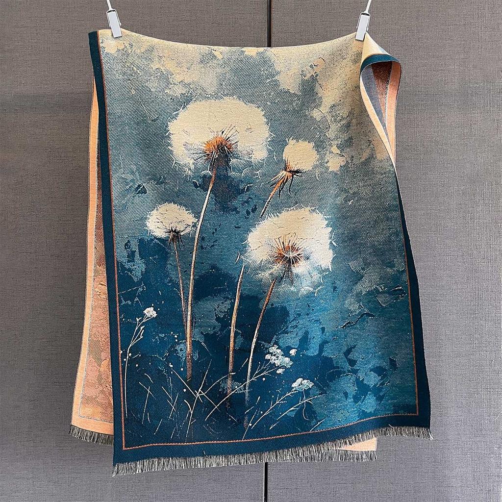 Autumn/Winter Luxury Warm Scarf Dandelion Tassel Pashmina Shawl Women's Imitation Cashmere Thickened Warps Coldproof Blanket