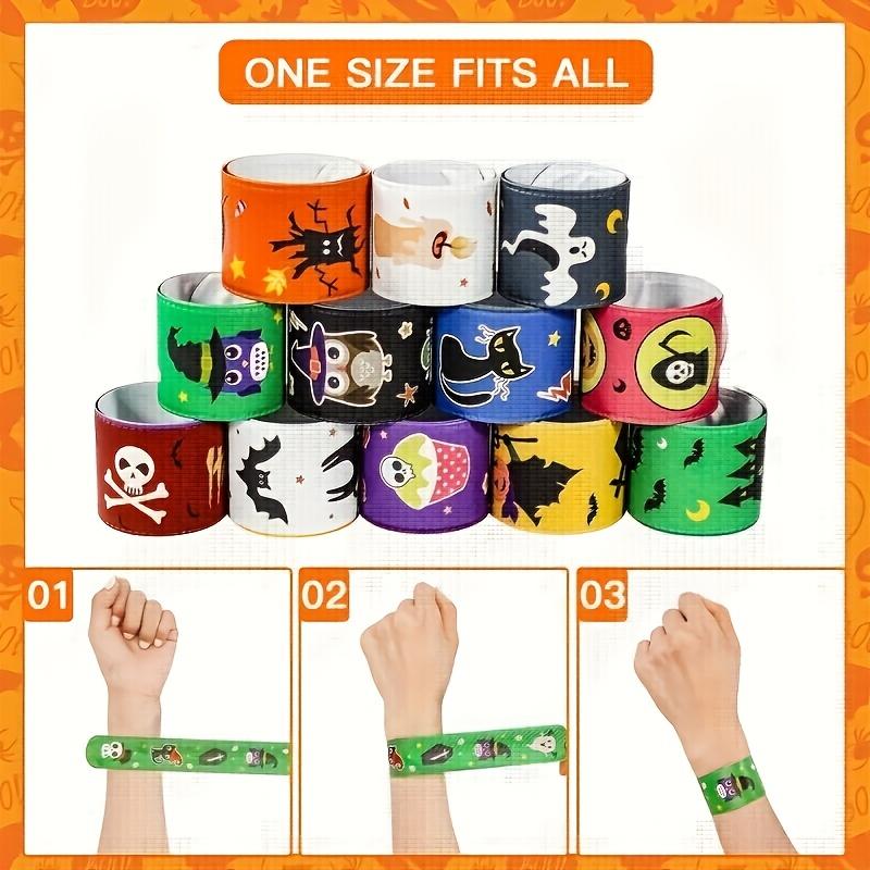 12/24Pcs Halloween Theme Slap Bracelets Perfect for Halloween Ghost Festival Trick Party Gifts Decoration Kindergarten Gift Bag