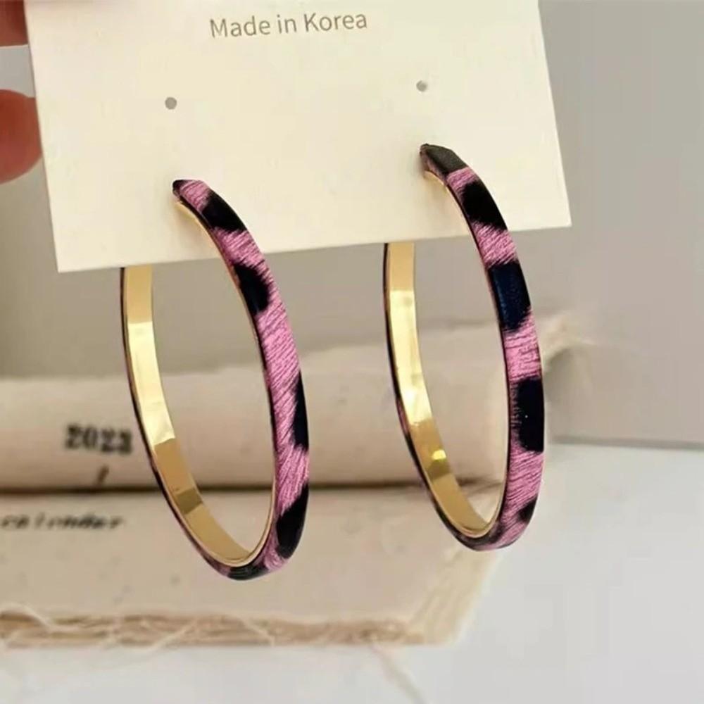 50mm Hoop Earrings Leopard Print Round Hoop Earrings Personality Fashion Hoop Earrings For Women