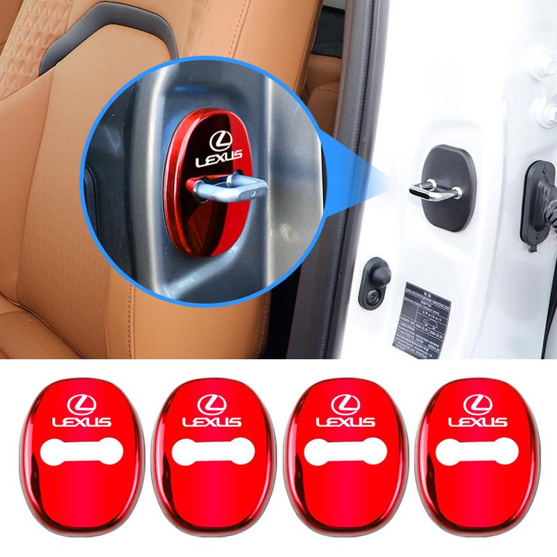 4Pcs Car Door Lock Protect Cover Auto Emblem Rust Proof Cover For Lexus GS IS LS500h ES260 ES300h RX350h NX260 UX260 LM RZ450e