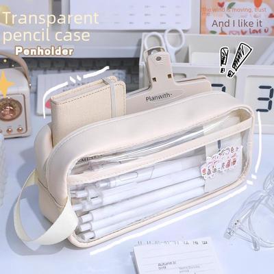 Transparent High-Capacity Pencil Case for Students – Simple Milk Salt Design, Ideal for Primary & Secondary Exams