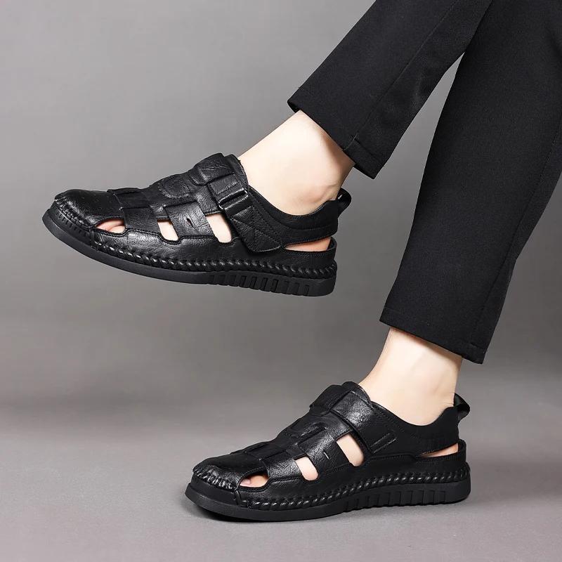 Echte Leder Sommer Sandalen für Herren Lässiger Römischer Stil Outdoor Strand Schuhe Bequeme Herren Schuhe für Frühling und Herbst