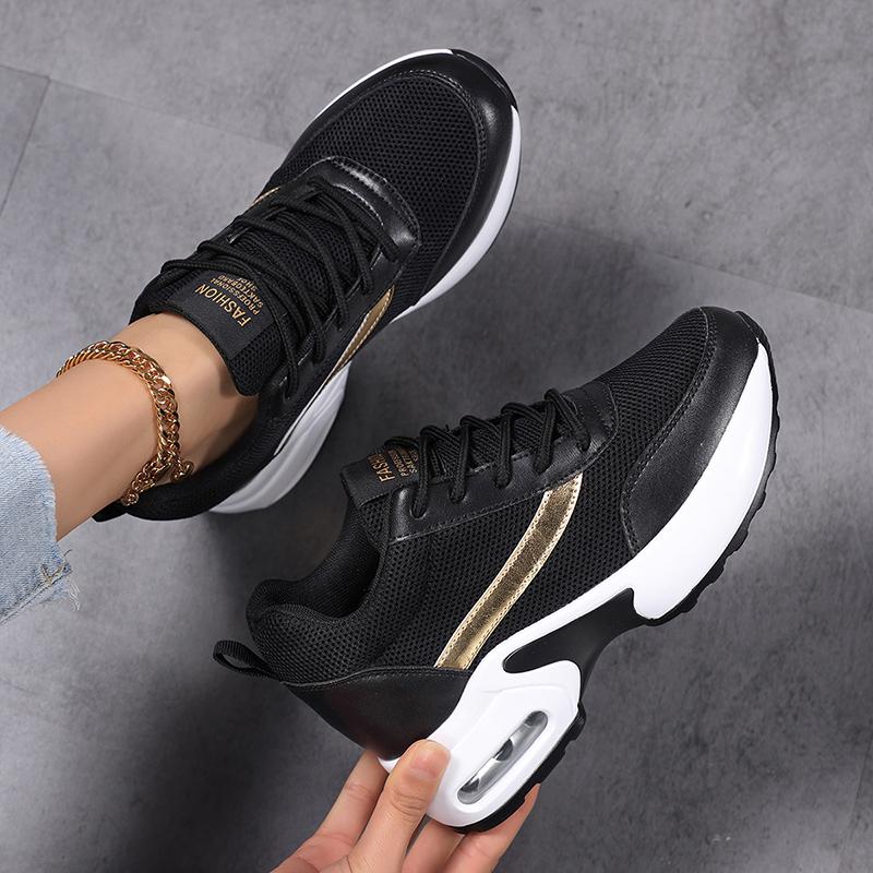 Air-cushion Platform Shoes Women's Elastic Casual Walking Shoes Invisible Height-increasing Traveling Shoes