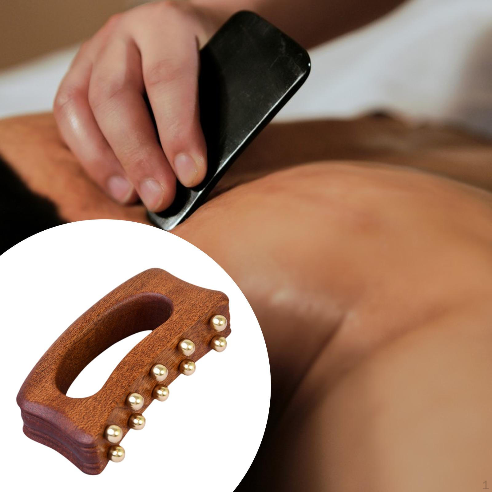 

Handheld Massager Made of [material Not Specified], 10 Brass Points, Comfortable Handle, Manual Gua with Acupoint Chart