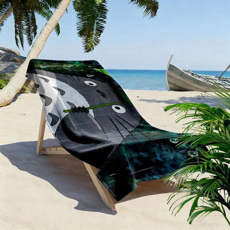 Totoro Cartoon Print Beach Towel, Large Soft Quick Dry Towel for Beach Camping Swimming