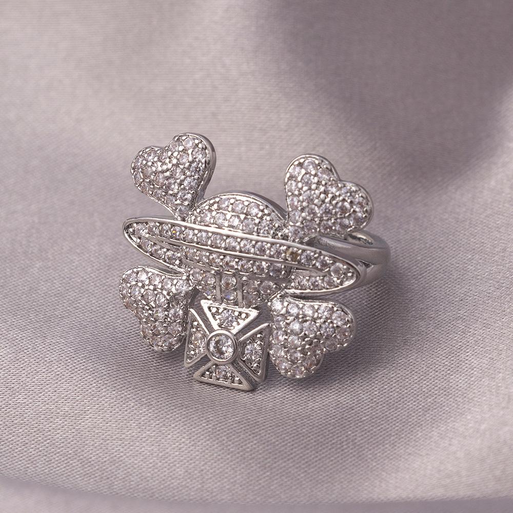 High-End Large Carat Zircon Retro Saturn Ring