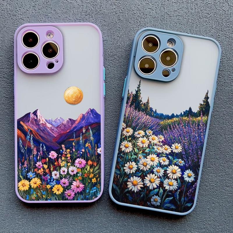 INS Intermountain Daisy Floral Print Phone Case for iPhone 17 16 15 14 Pro Max Plus 13 12 Mini 11 Pro Max XR XS X Back Cover