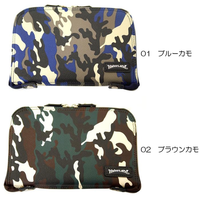 Water Land Luxury Spoon Wallet Medium Blue Camo PU Leather Fishing Lure Case H115mm x W210mm