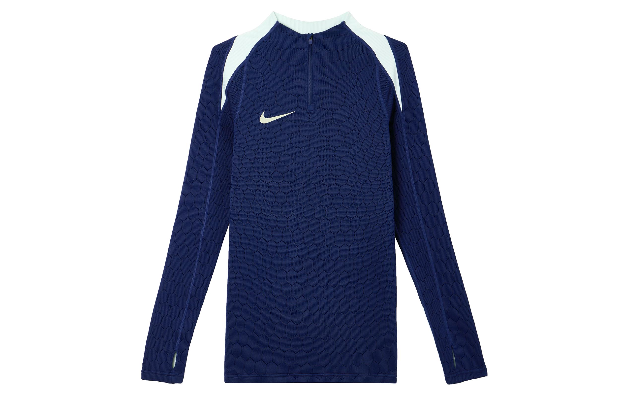 Nike T Shirts Men s Blue Stand Collar Moderate FZ0578-492 S(165/84A)
