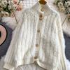 Autumn Winter Women Casual Turtleneck Single Breasted Furry Mohair Knitted Sweater Cardigans Tops Jacket Coat