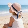 Family Beach Hat Natural Straw Woven Wide Brim Sun Protection Foldable Lightweight Summer